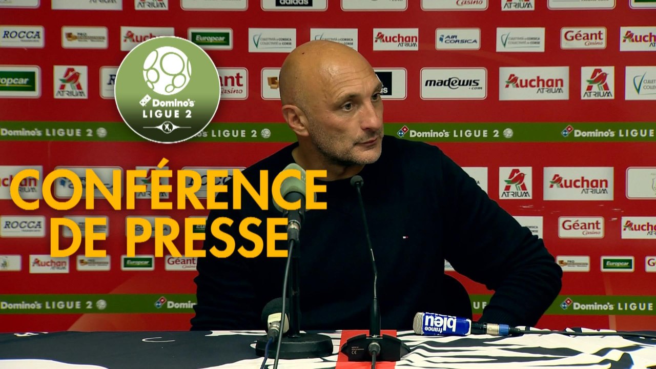 Conférence de presse AC Ajaccio - Havre AC (3-2) : Olivier PANTALONI (ACA) - Oswald TANCHOT (HAC) - 2018/2019