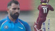 India VS West Indies 1st ODI: Mohammed Shami clean bowls Chandrapul Hemraj | वनइंडिया हिंदी