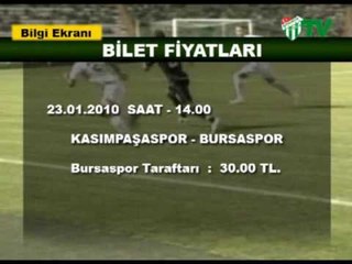 Kasımpaşa Maçının Bilet Fiyatları Açıklandı. (20.01.2010)