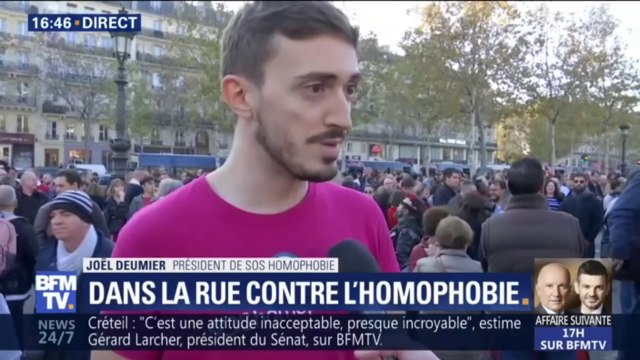 1 agression tous les 3 jours. Le président de SOS Homophobie alerte sur une hausse des actes homophobes lors d'un rassemblement à Paris