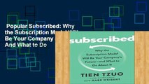 Popular Subscribed: Why the Subscription Model Will Be Your Company s Future - And What to Do