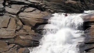 Kayaking down a waterfall