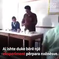 Mësuesi i kimisë krijon gabimisht një bombë e cila shpërthen përpara nxënësve të tij.