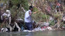 Ormanlara zarar vermemek için Habur Çayı kenarında odun topluyorlar