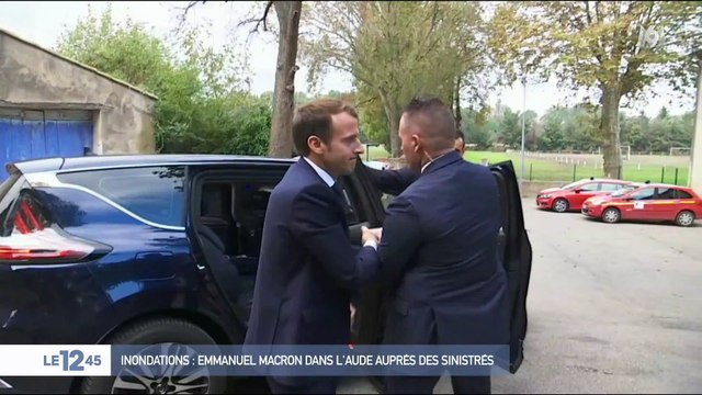 Inondations : Emmanuel Macron dans l'Aude auprès des sinistrés