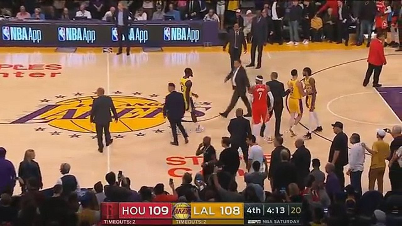 Rajon Rondo Throws Punch At Chris Paul After Brandon Ingram Shoves James Harden! Lakers vs Rockets