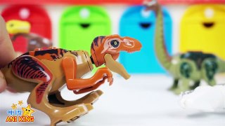 Learn Colors with Dinosaurs Toys for Kids - Velociraptor Tyrannosaurus Indoraptor Spinosaurus
