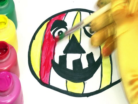 Halloween Pumpkin Glitter coloring and drawing for Kids, Toddlers Toy Art
