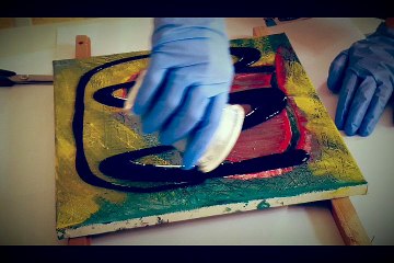 Abstract acrylic painting - poring technique
