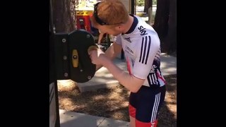 Gym day with Ed Clancy, Wiggins and Owain Doull. Sun's out, Gun's out.
