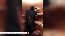 Watch: Firefighter Rescues Dog Trapped In HVAC Duct