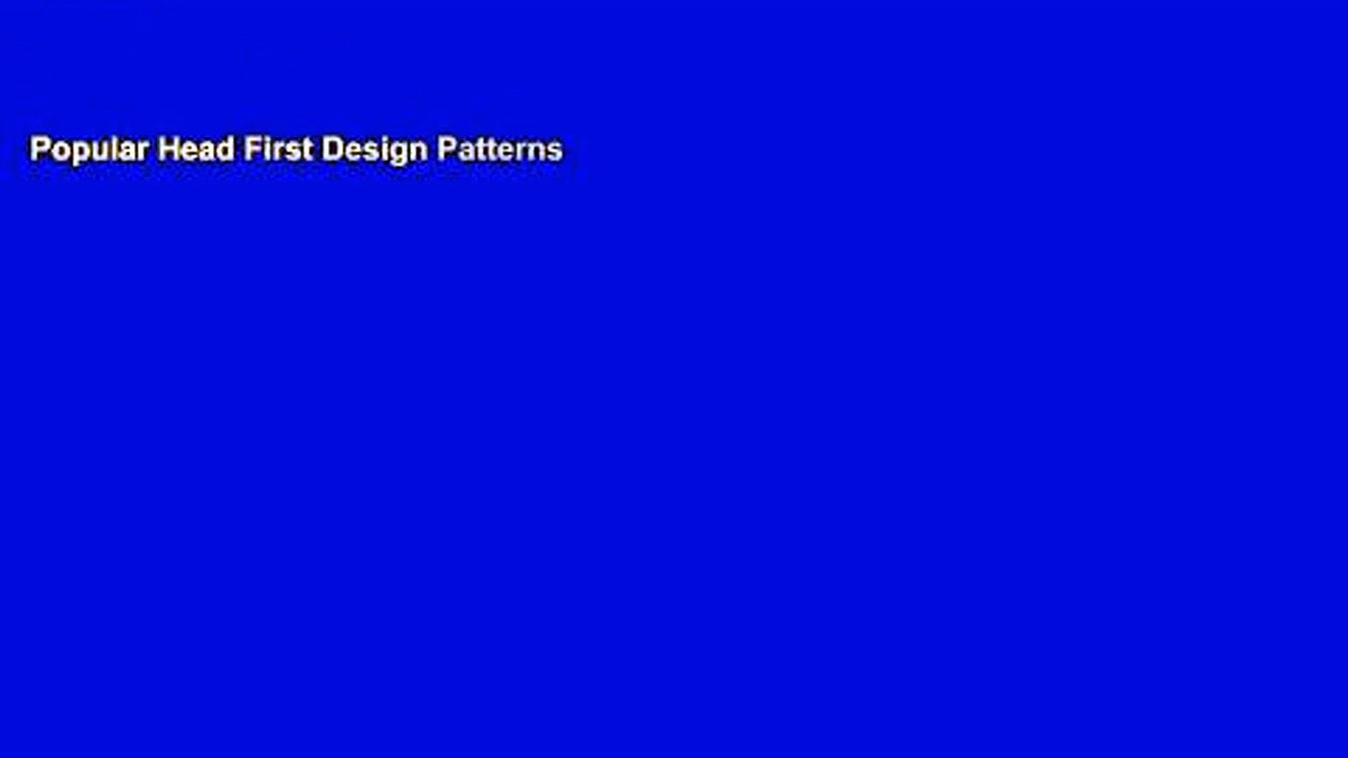 Popular Head First Design Patterns
