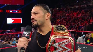 Roman Reigns relinquishes the Universal Title to battle his returning leukemia Raw, Oct. 22, 2018