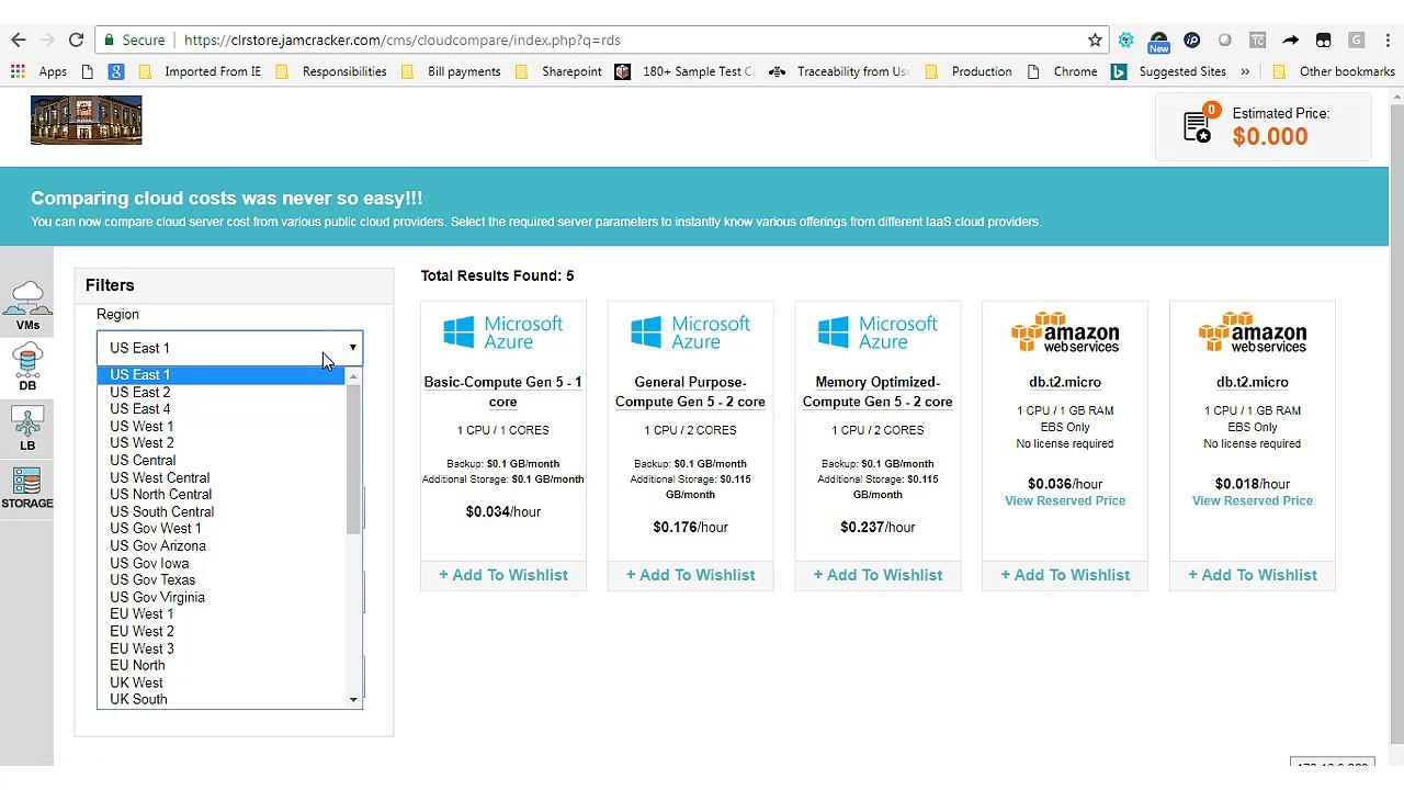Cloud Cost Arbitrage: Instantly compare cloud costs against AWS, Azure and Google Cloud resources