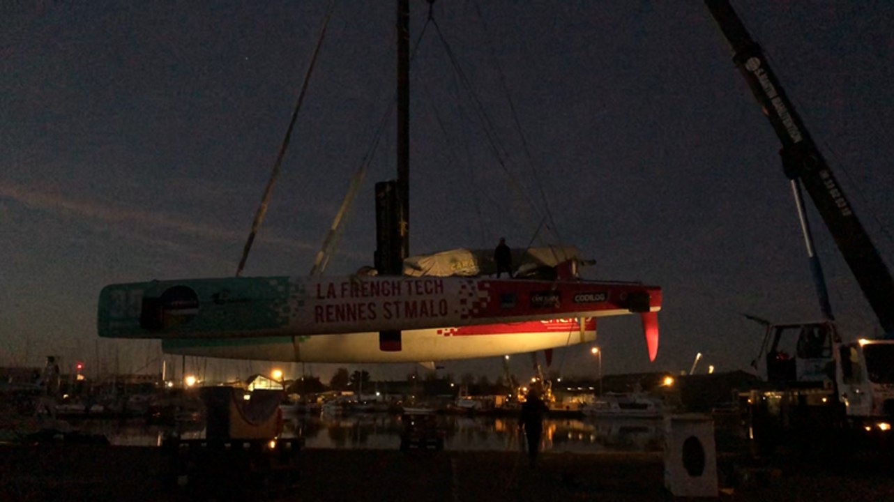 Le Multi50 de Gilles Lamiré à l’eau