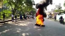 Assam shutdown: Many shops closed, protestors burn tyres to protest Citizenship bill | OneIndia News