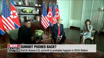 2nd N. Korea-U.S. summit to probably happen in 2019: Bolton