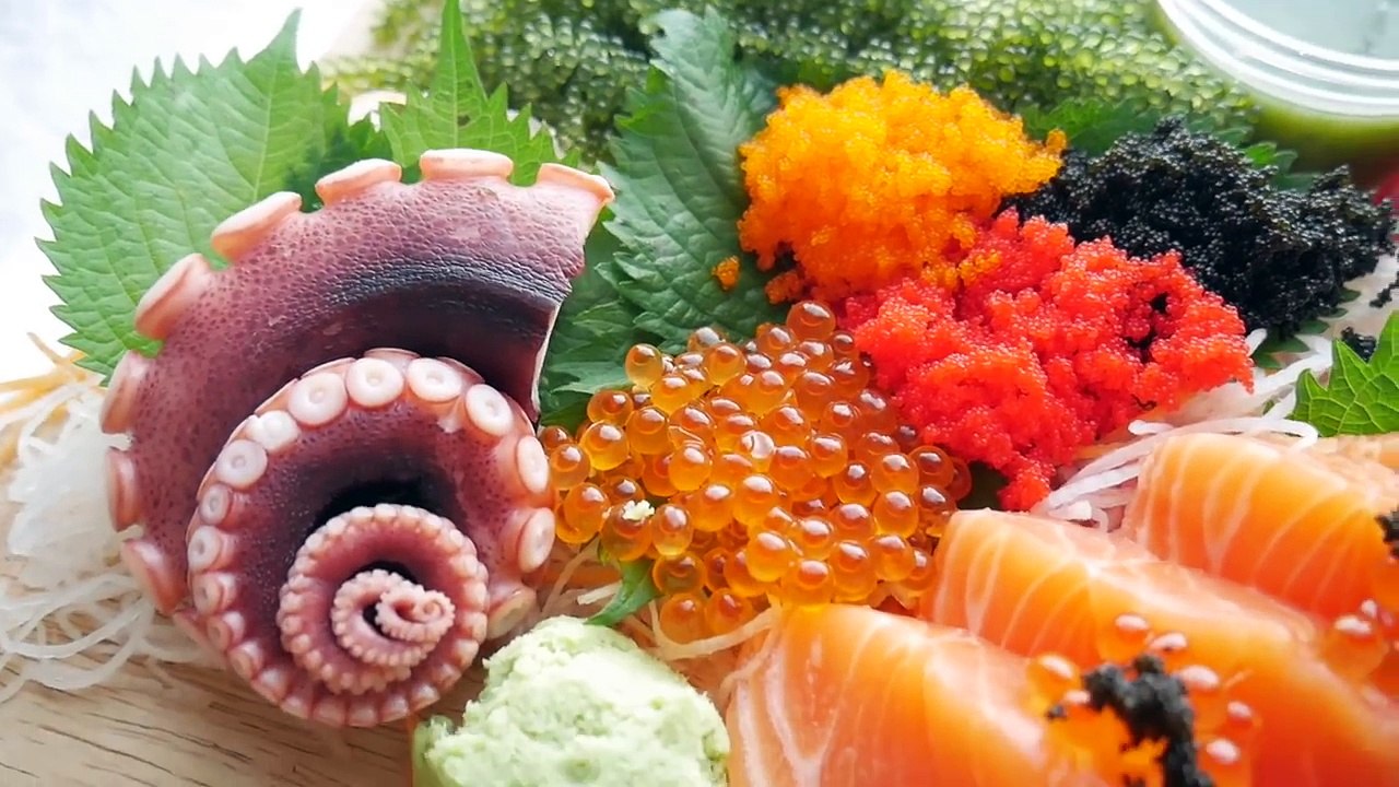 ASMR *BEST SUSHI PLATTER (Salmon Hamachi Octopus Seagrapes) EATING SOUNDS NO TALKING | SAS-ASMR