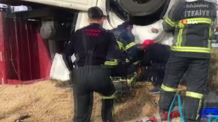 Şarampole yuvarlanan tırın altında kalan sürücü hayatını kaybetti