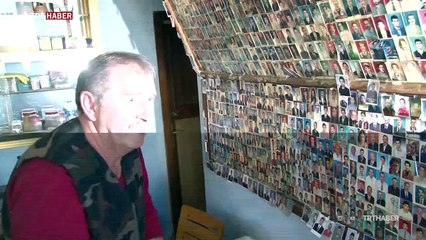 Trabzon'daki çay ocağında müşterilerin fotoğrafları sergileniyor