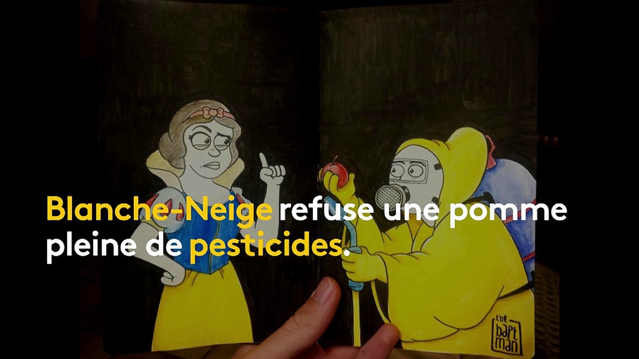 Sous sa plume, Blanche-Neige, Winnie l'ourson et la petite sirène deviennent des victimes climatiques