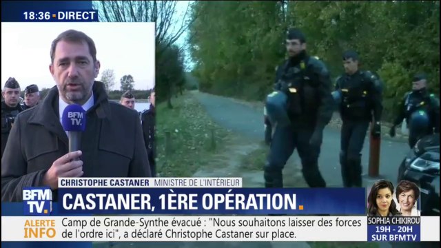 Grande-Synthe: Castaner promet d'intervenir partout où des camps de migrants se constitueront