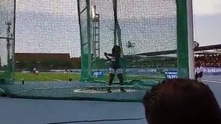 Tynelle Gumbs in the Hammer throw finals where she hurled a distance of 56.54 to place 5th.
