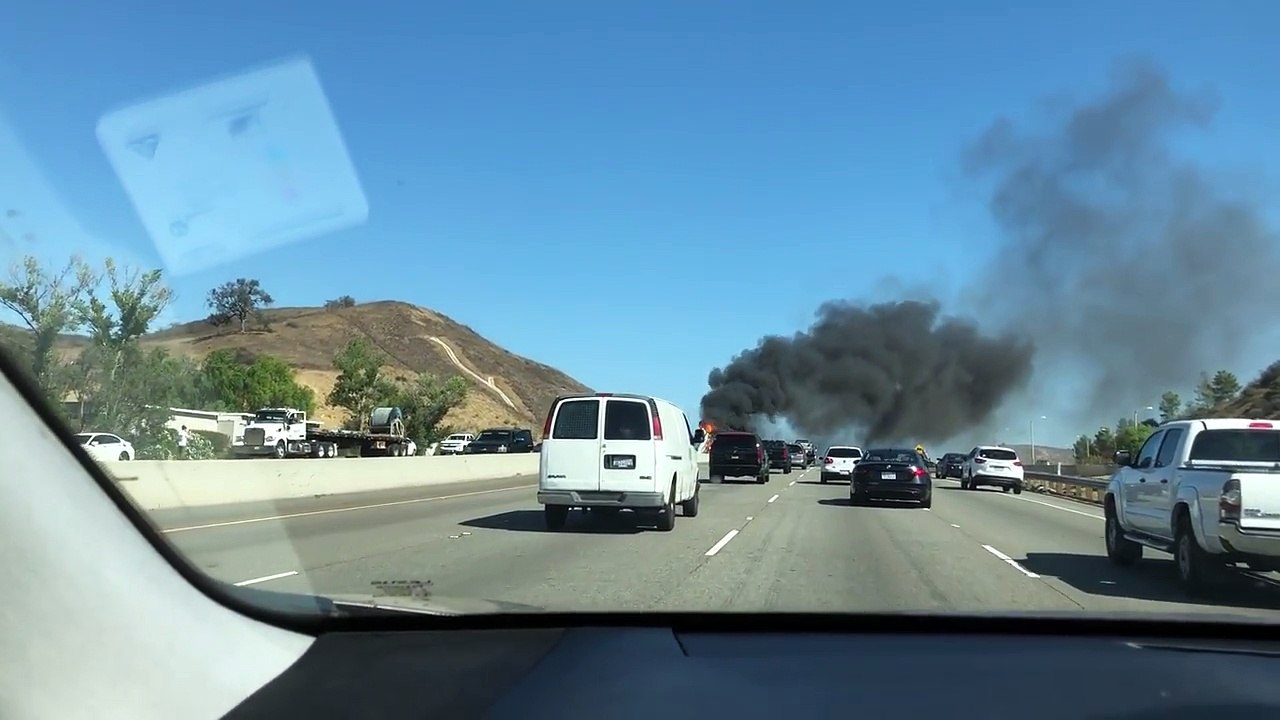 Fiery Plane Crash Shuts Down Freeway