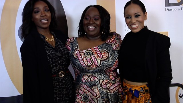 Estelle, Koshie Mills, Dawn-Lyen Gardner The Diaspora Dialogues Premiere Launch Red Carpet