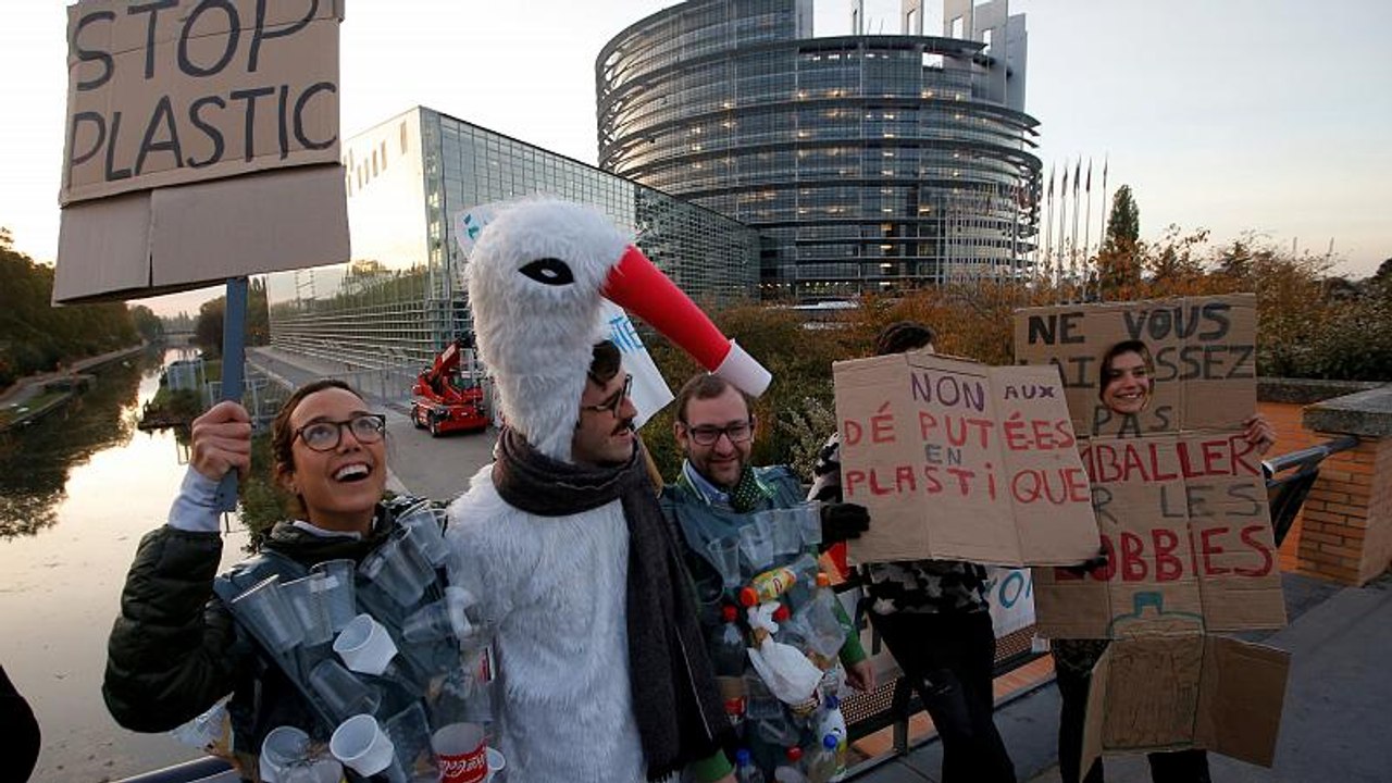 Europaparlamentarier sammeln Plastikmüll auf