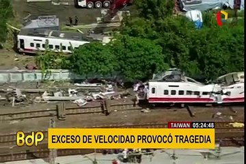 Taiwan: mire cómo se descarriló un tren por exceso de velocidad