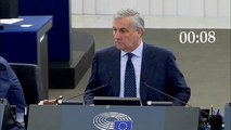 How long did Tajani stare at Farage?