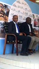 Minister of Local Government and Rural Development, Dr Pelonomi Venson-Moitoi addressing a conference explaining why she dissolved