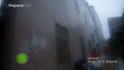 Bombero evita un suicidio sirviendo de colchón para el sujeto cayera