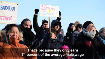 Icelandic women walk off the job in wage gap protest