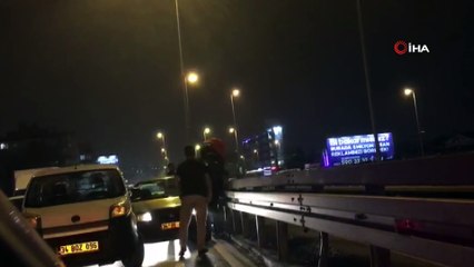 E-5'te aksiyon filmlerine taş çıkaran kavga kamerada