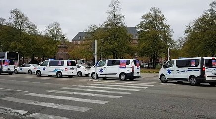 Opération escargot des ambulanciers dans les rues de Strasbourg