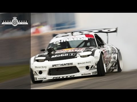 Mad Mike Drifting the Red Bull RX7 up the Goodwood Hill Climb #FOS
