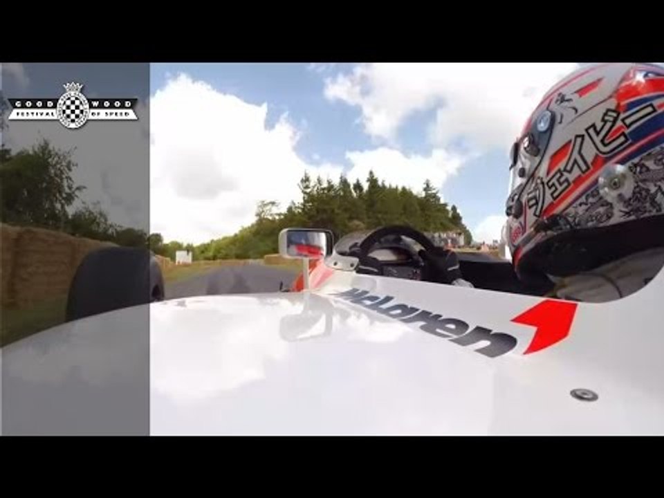 Jenson Button drives Senna's V12 Monaco GP winning Mclaren