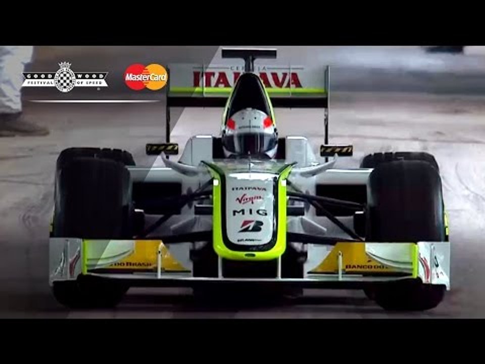Brundle drives Button's Brawn-Mercedes BGP 001
