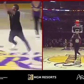 Il marque un panier à la mitemps pour 30000 dollars et se prend un vent des joueurs des Lakers lors de sa célébration