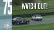 Touring cars in wild sliding action at Goodwood