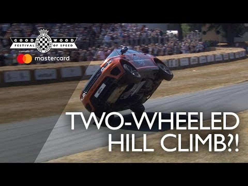 Terry Grant crashes during two-wheel hill climb