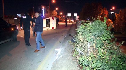 Devrilen otomobilden burnu bile kanamadan çıktı