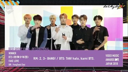 [INDO SUB] 181015 BTS win Best Group Video - International at 2018 MTV VMA Japan