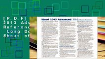 [P.D.F] Microsoft Word 2013 Advanced Quick Reference: Styles   Long Documents (Cheat Sheet of