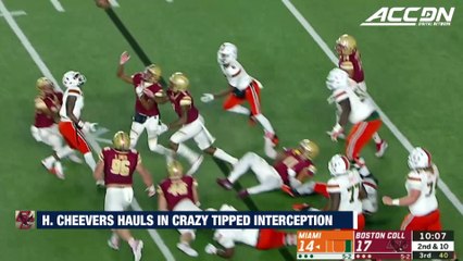 BC DB Hamp Cheevers Hauls In Crazy Tipped Interception vs. Miami