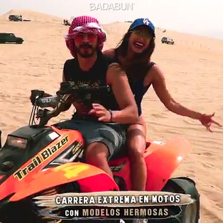 Carrera extrema en motos con modelos hermosas. Badabun. Carrera extrema en motos con modelos hermosas. Badabun.