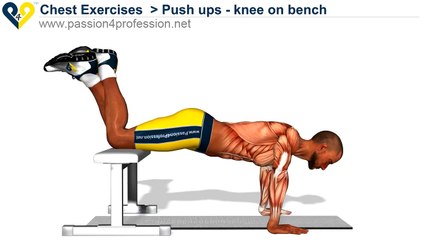 Push ups - knee on bench