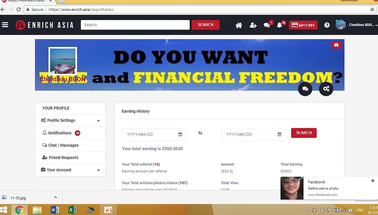 Request Withdrawal from Enrich Asia